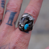 Vintage Sterling Turquoise Claw Ring 11