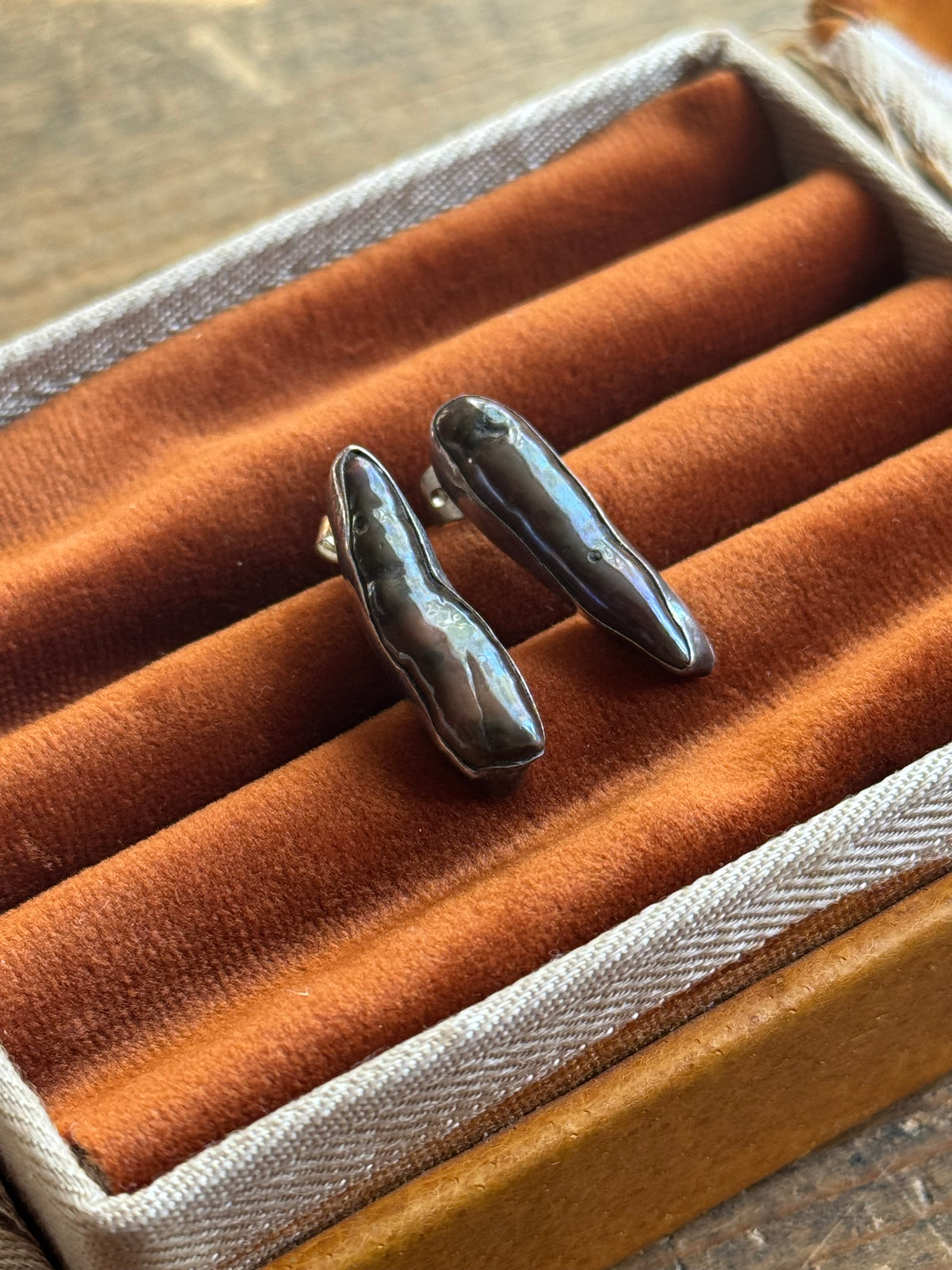 Vintage Sterling Silver Raw Pearl Earrings
