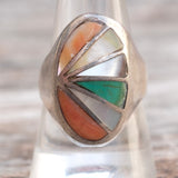 Vintage Sterling Multistone Inlay Ring 9.5