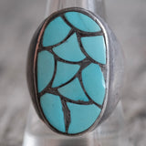 Vintage Sterling Turquoise Inlay Ring 9.75