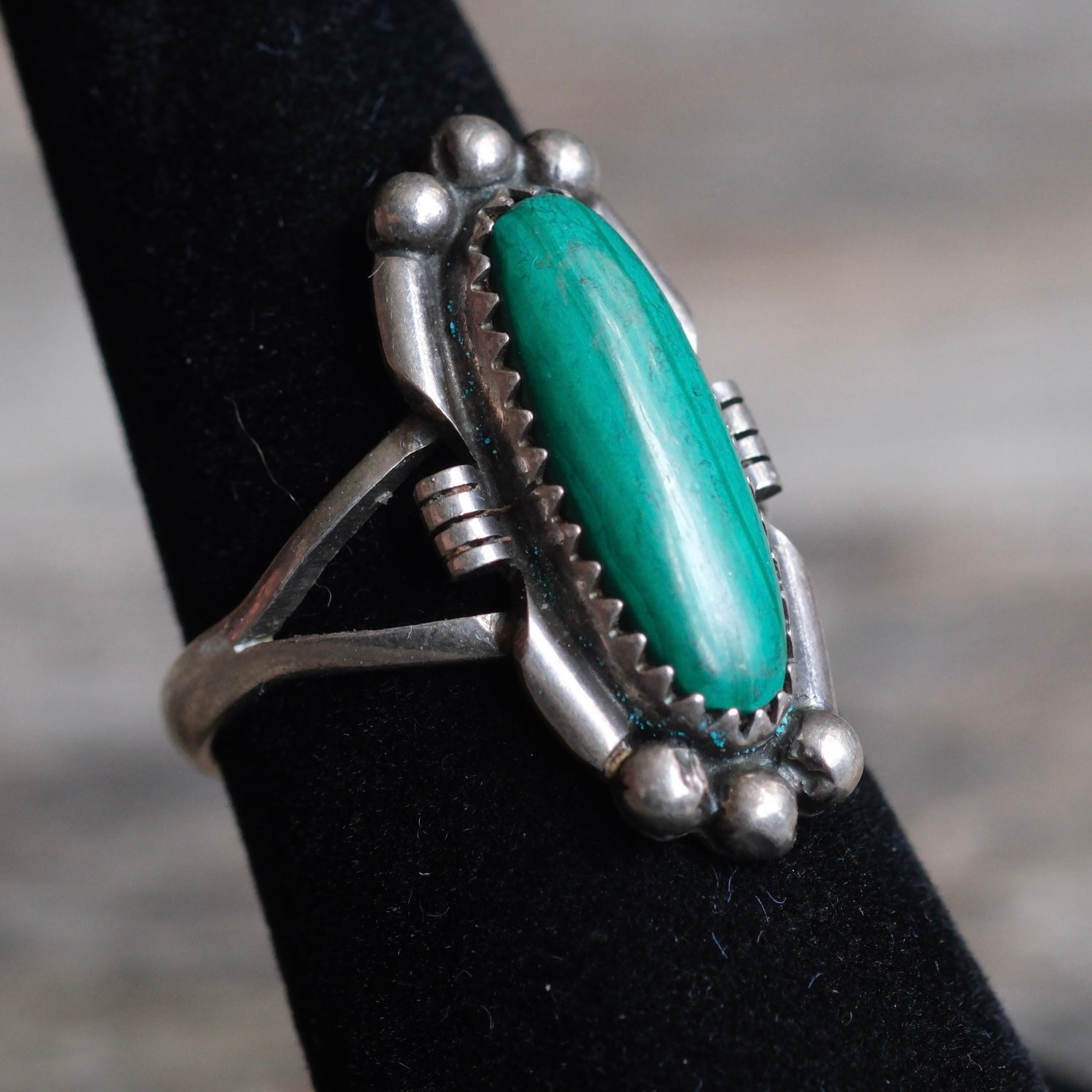 Vintage Sterling Malachite Ring 6
