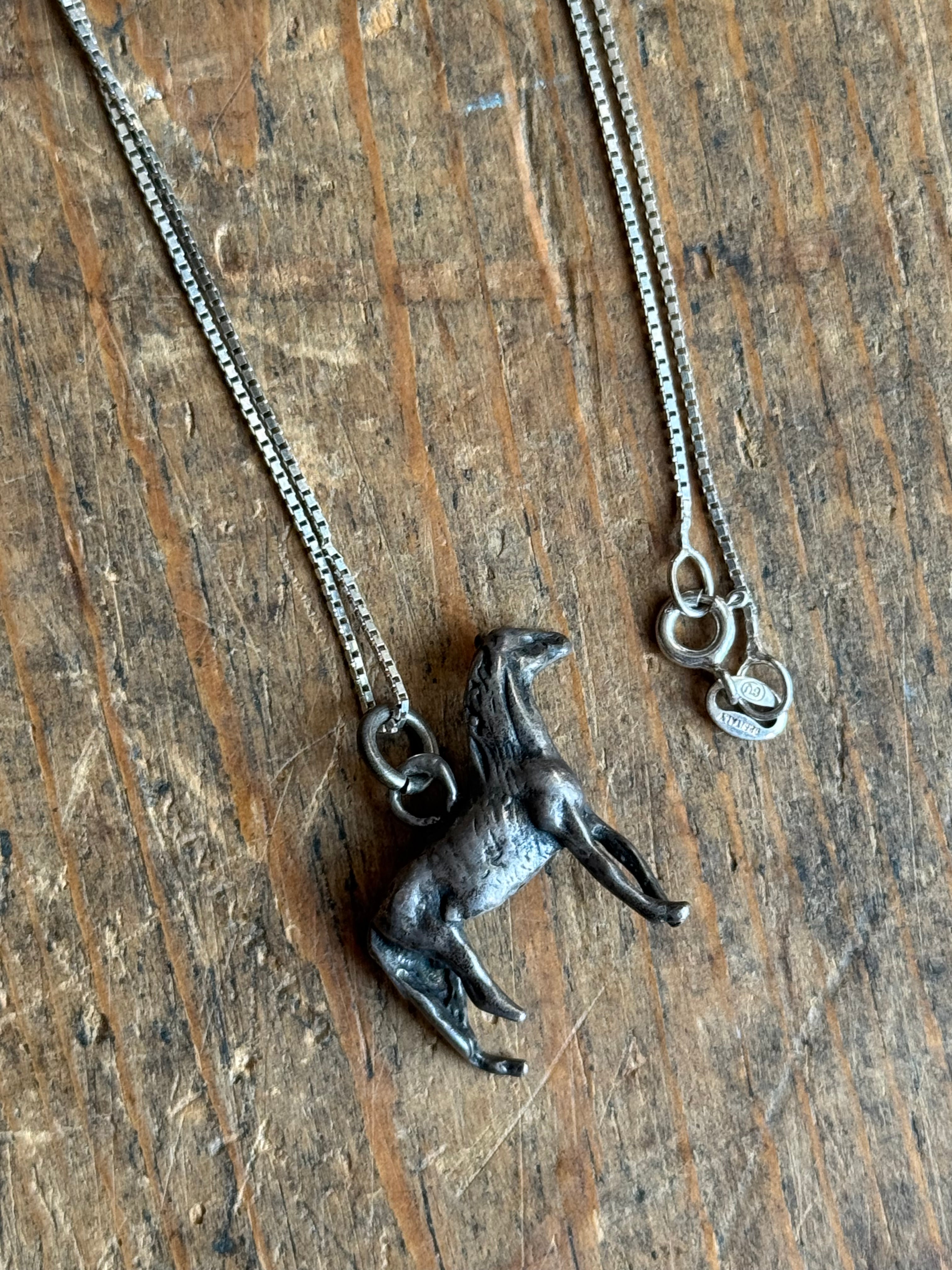Vintage Sterling Silver Horse 20" Necklace