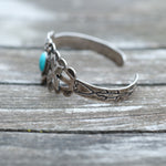 Vintage Sterling Turquoise Stamped Arrows Cuff
