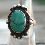 Vintage Sterling Turquoise Trading Post Ring 6.75