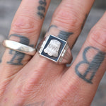 Vintage Sterling OWL Signet Ring 11.5