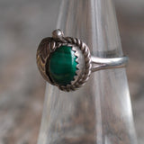 Vintage Sterling Malachite Feather Ring 6