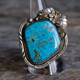 Massive Vintage Sterling Morenci Turquoise Feather Ring 9