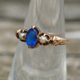 Victorian 14K Gold Blue Gem and Pearl Ring 5.25