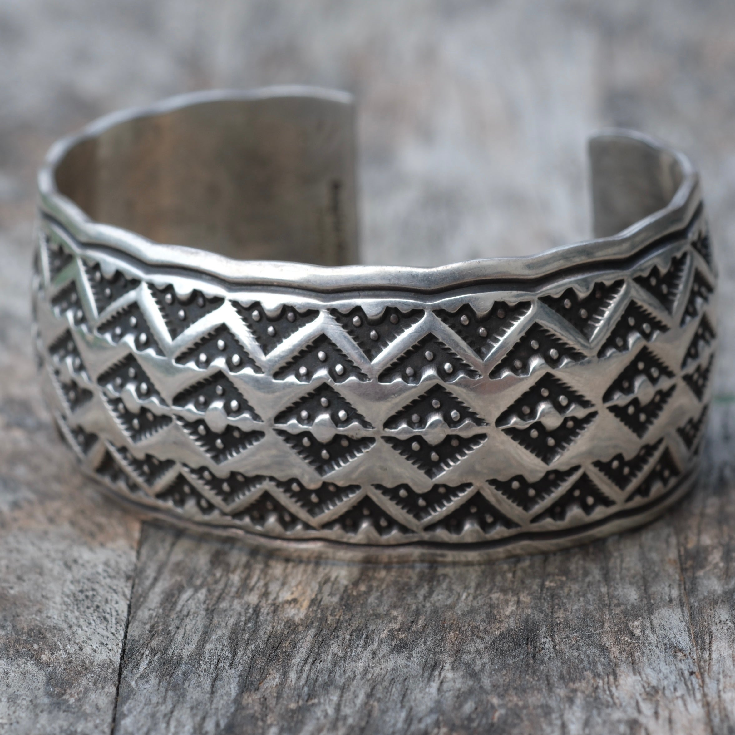 Huge Vintage Sterling Stamped Cuff Bracelet Etsitty