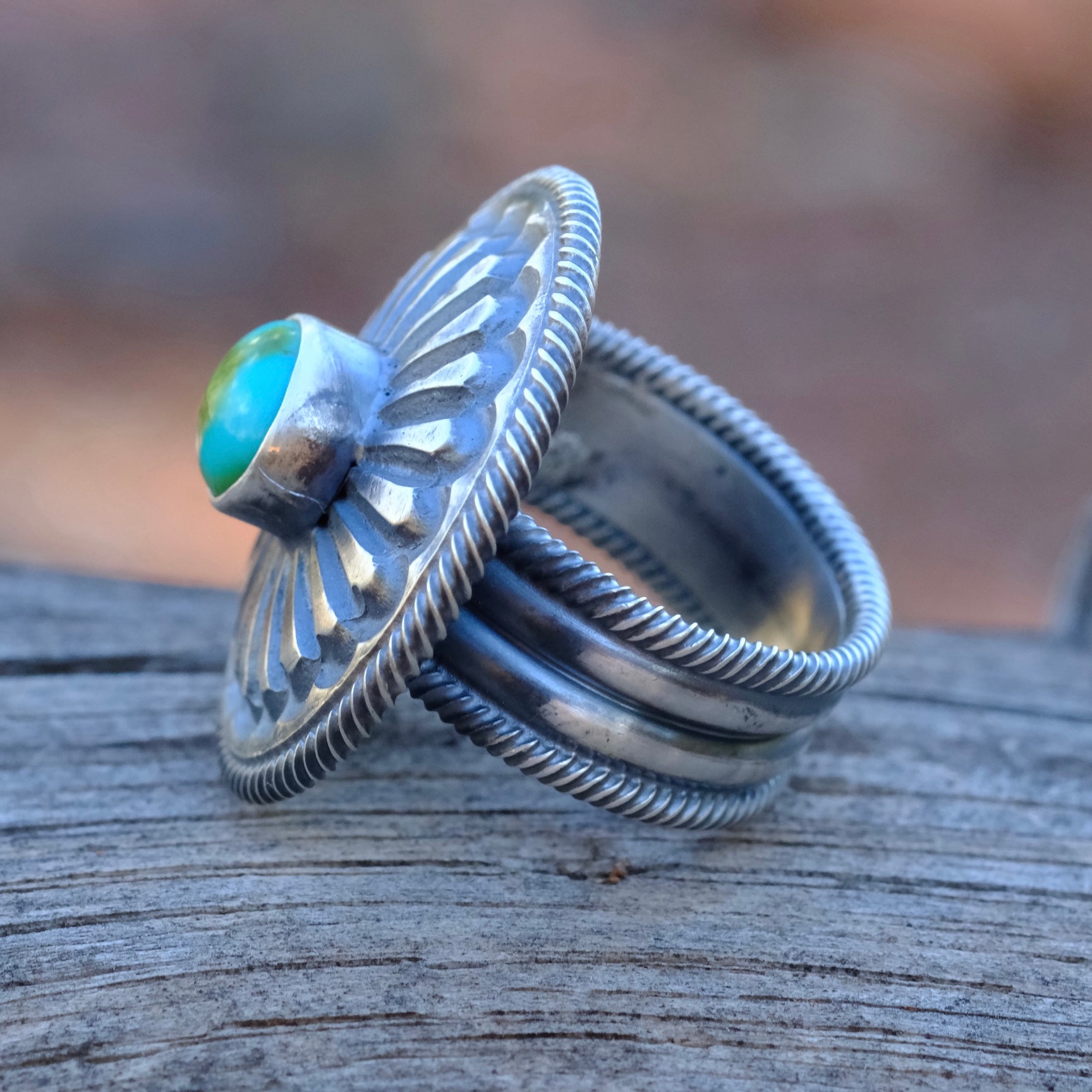 LEON MARTINEZ Sterling Silver Turquoise Ring 7.25