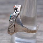 Vintage Sterling Turquoise and Coral Ring 10.25