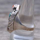 Vintage Sterling Turquoise and Coral Ring 10.25