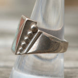 Vintage Sterling Crushed Turquoise and Coral Inlay Ring 9.75