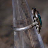 Vintage Sterling Turquoise Florette Ring 6.25