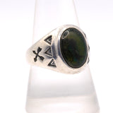 Vintage Sterling Blue Abalone Crossed Arrows Stamped Ring 9.75