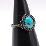 Vintage Sterling Turquoise Roper Ring 4.5