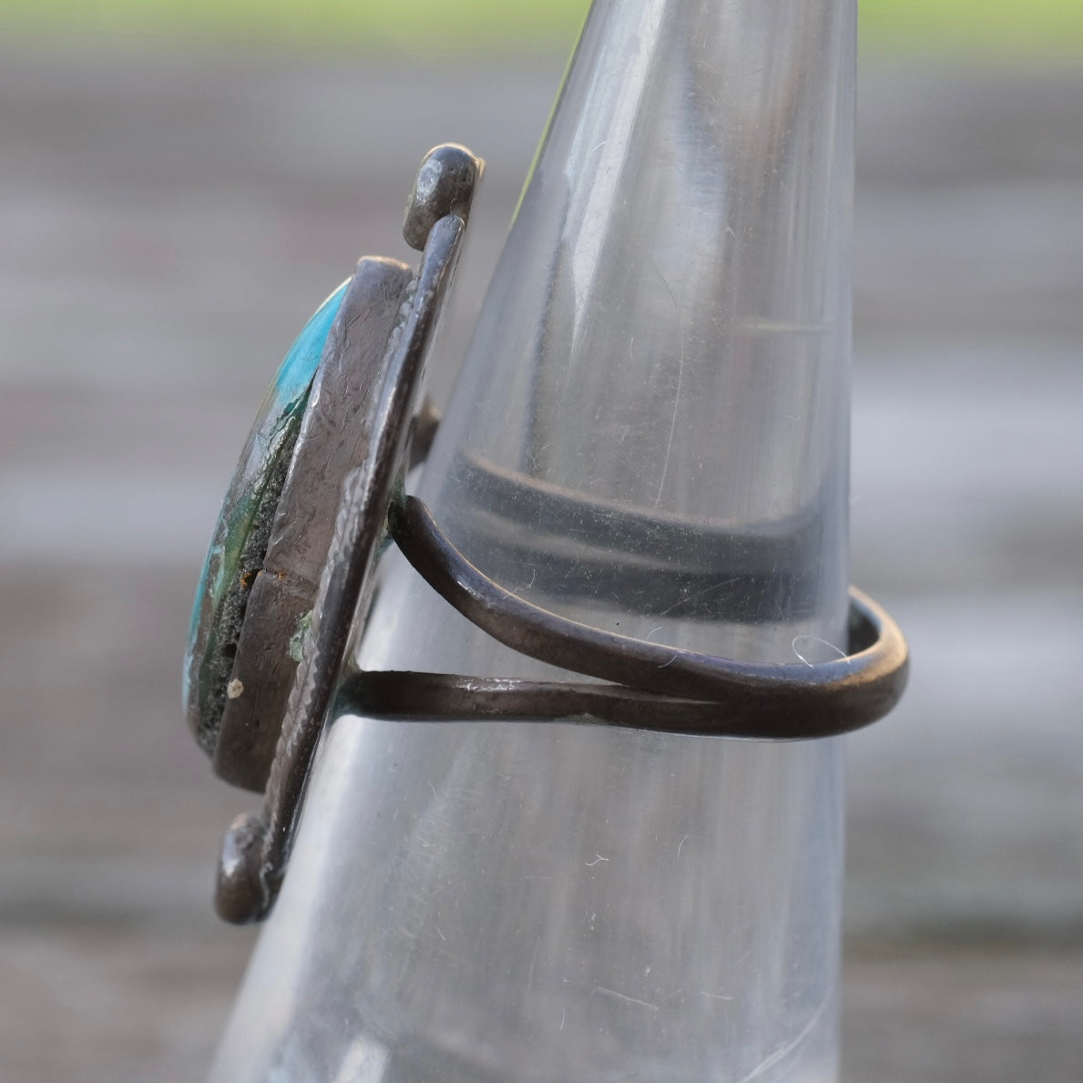 Vintage Sterling Turquoise Roper Ring 5.75