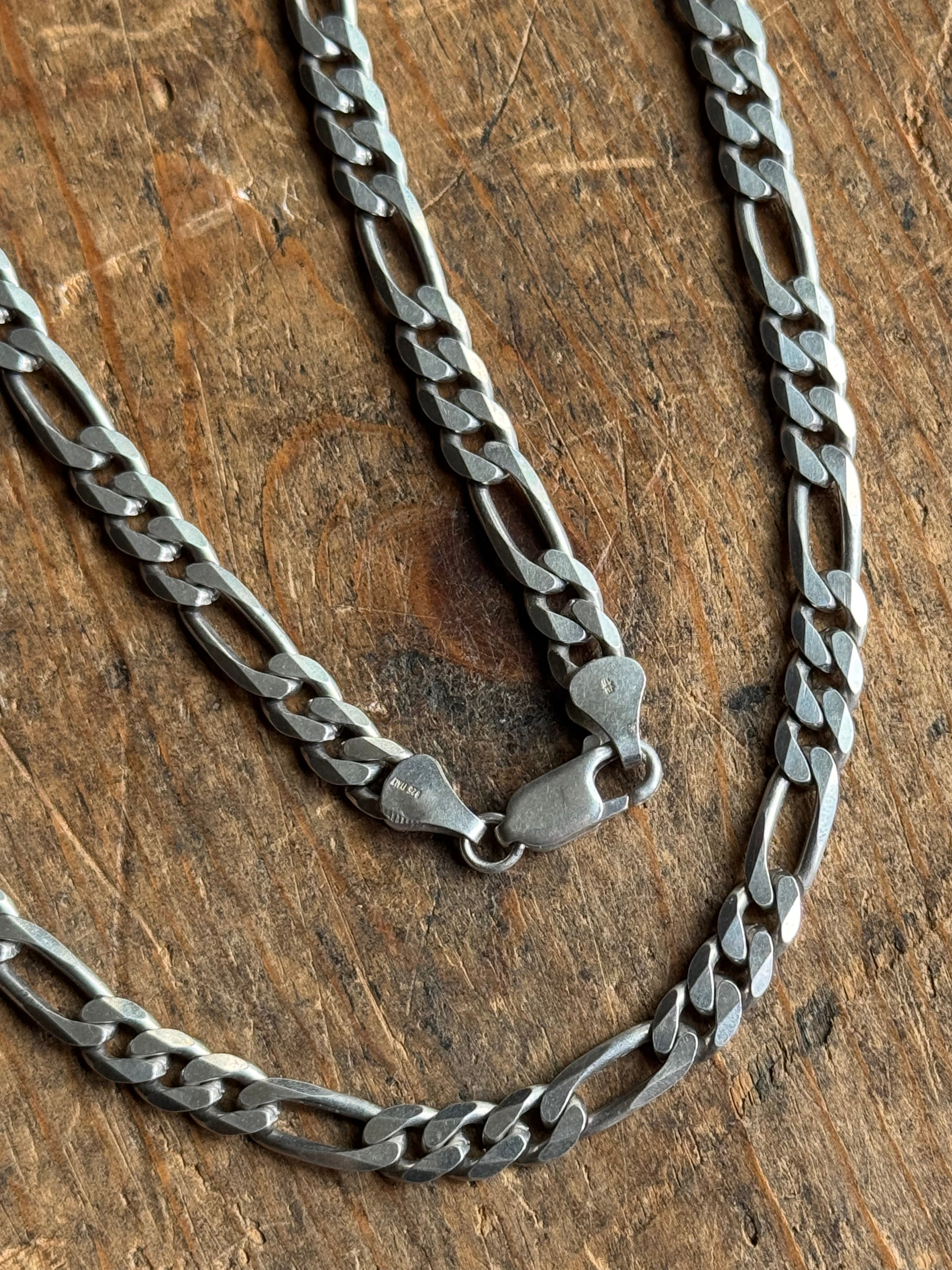 Vintage Sterling Silver 17.5” Figaro Chain