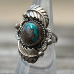 Vintage Sterling Turquoise Feather Ring 7