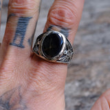 Vintage Sterling Hematite Thunderbird Ring 13