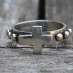 Vintage Sterling Silver Dotted Cross Ring 11.5