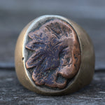 Vintage Worn Big Chief Mexican Biker Ring 9.5
