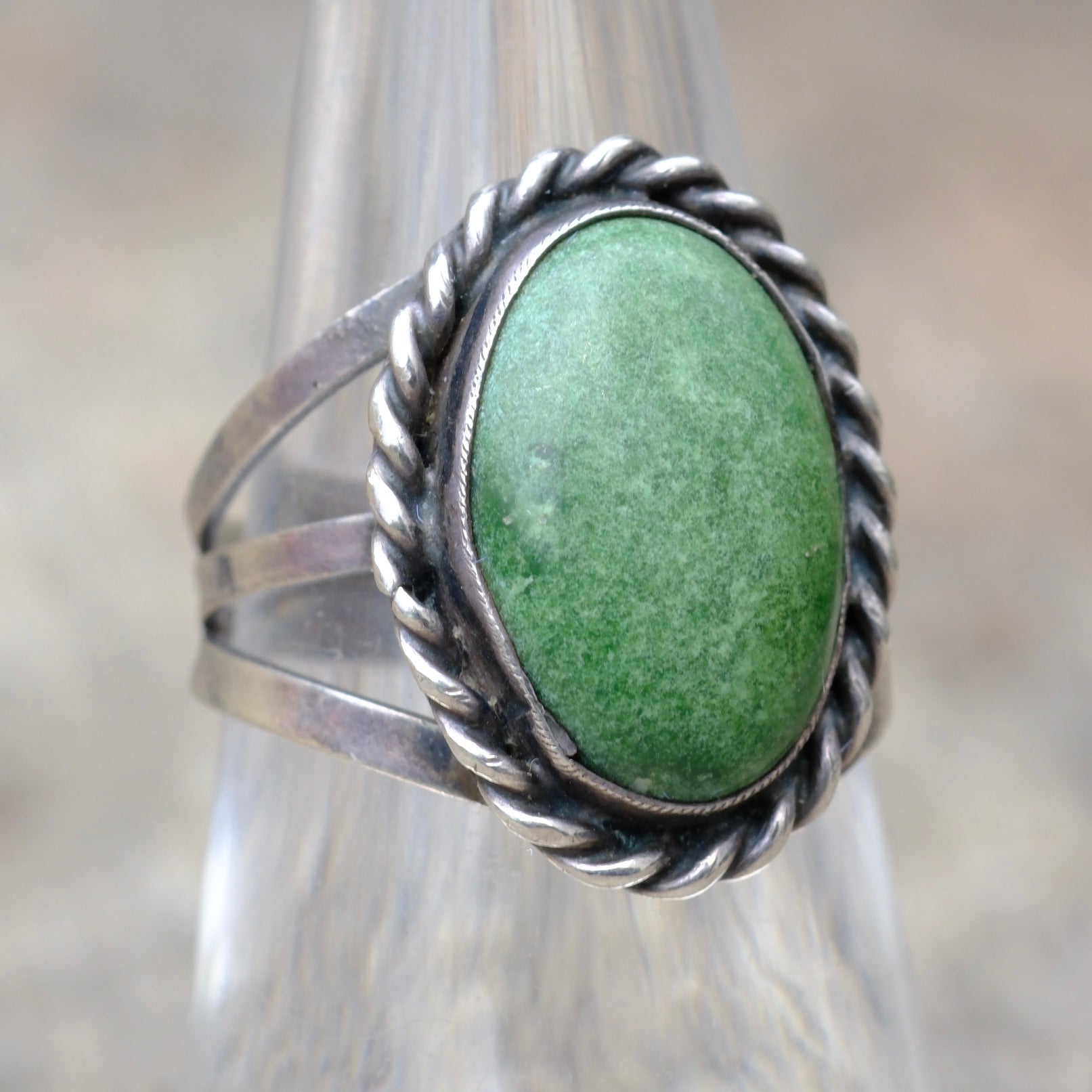 Vintage Sterling Turquoise Roper Ring 6.5