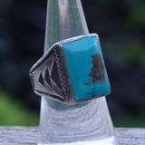 Vintage Sterling Turquoise Trading Post Ring 9