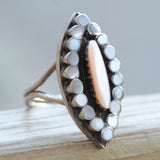 Vintage Sterling Mother Of Pearl Inlay Ring 6.25