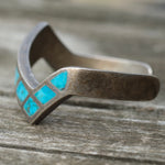 Vintage Sterling Turquoise Inlay Cuff