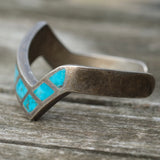Vintage Sterling Turquoise Inlay Cuff