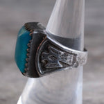 Vintage Sterling Turquoise Thunderbird Ring 7.5