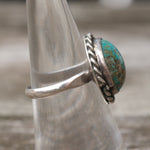Vintage Sterling Turquoise Roper Ring 6.5