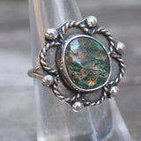 Vintage Sterling Turquoise Shadowbox Ring 5.5