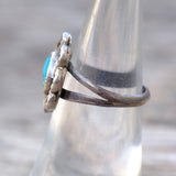 Vintage Sterling Turquoise Florette Ring 5.5