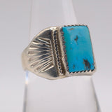 Vintage Sterling Turquoise Stamped Band Ring 8.5