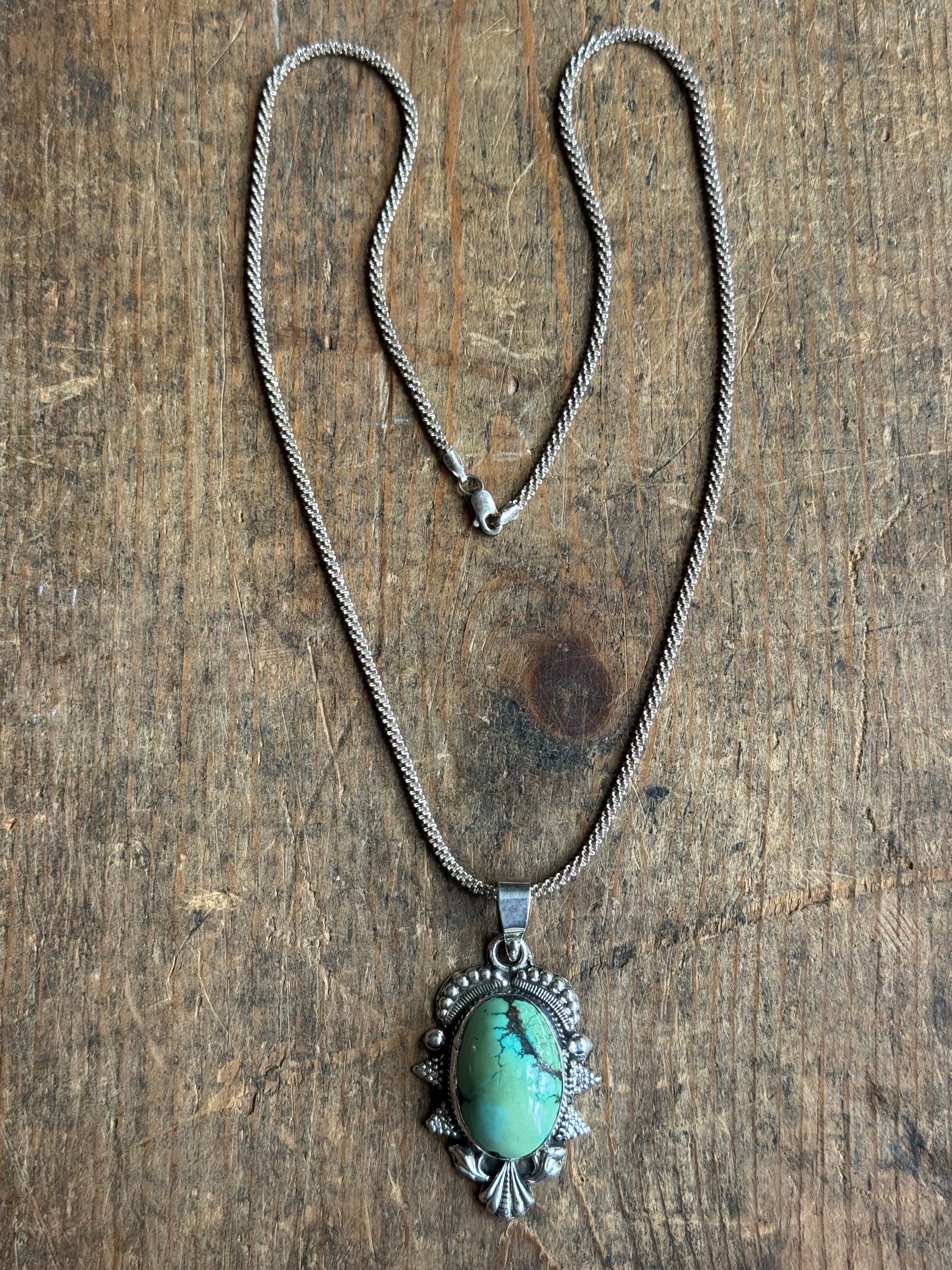 Vintage Sterling Silver Chunky Turquoise Necklace