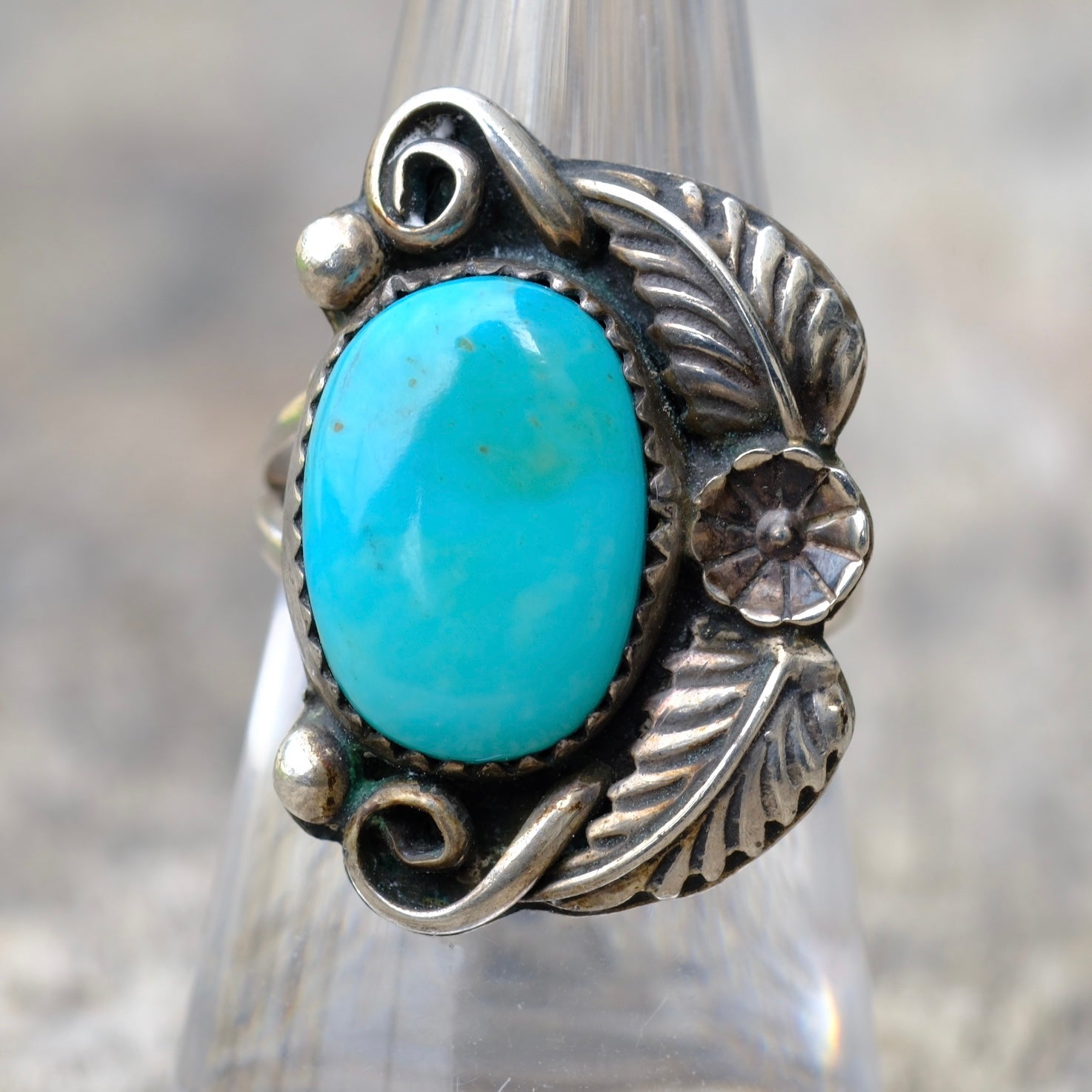 Vintage Sterling Turquoise Feather 7.25