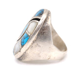 Vintage Sterling Turquoise and Mother Of Pearl Inlay Ring 7.75