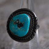 Vintage Sterling Turquoise Roped Ring 7.25