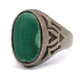 Vintage Sterling Stamped V Malachite Trading Post Ring 13