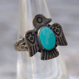 Vintage Sterling turquoise Thunderbird Ring 5.5