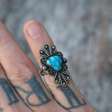 Vintage Sterling Turquoise Ring 4.5