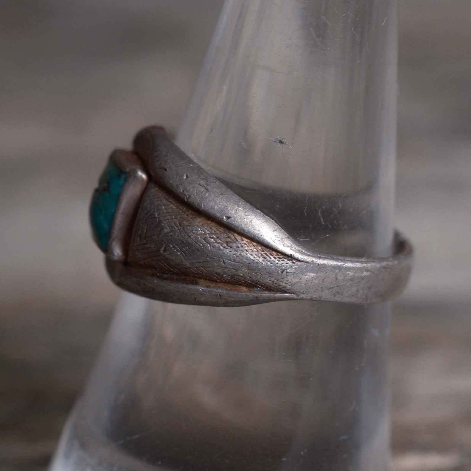 Vintage Sterling Turquoise Trading Post Band Ring 8.25