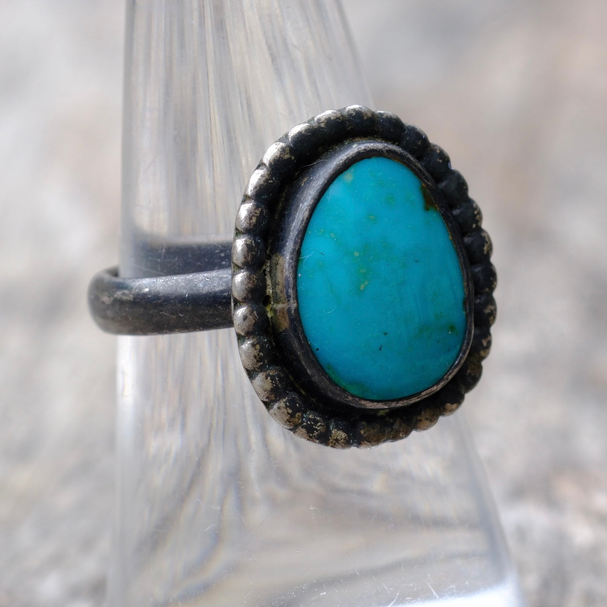 Vintage Sterling Turquoise Ring 7.5