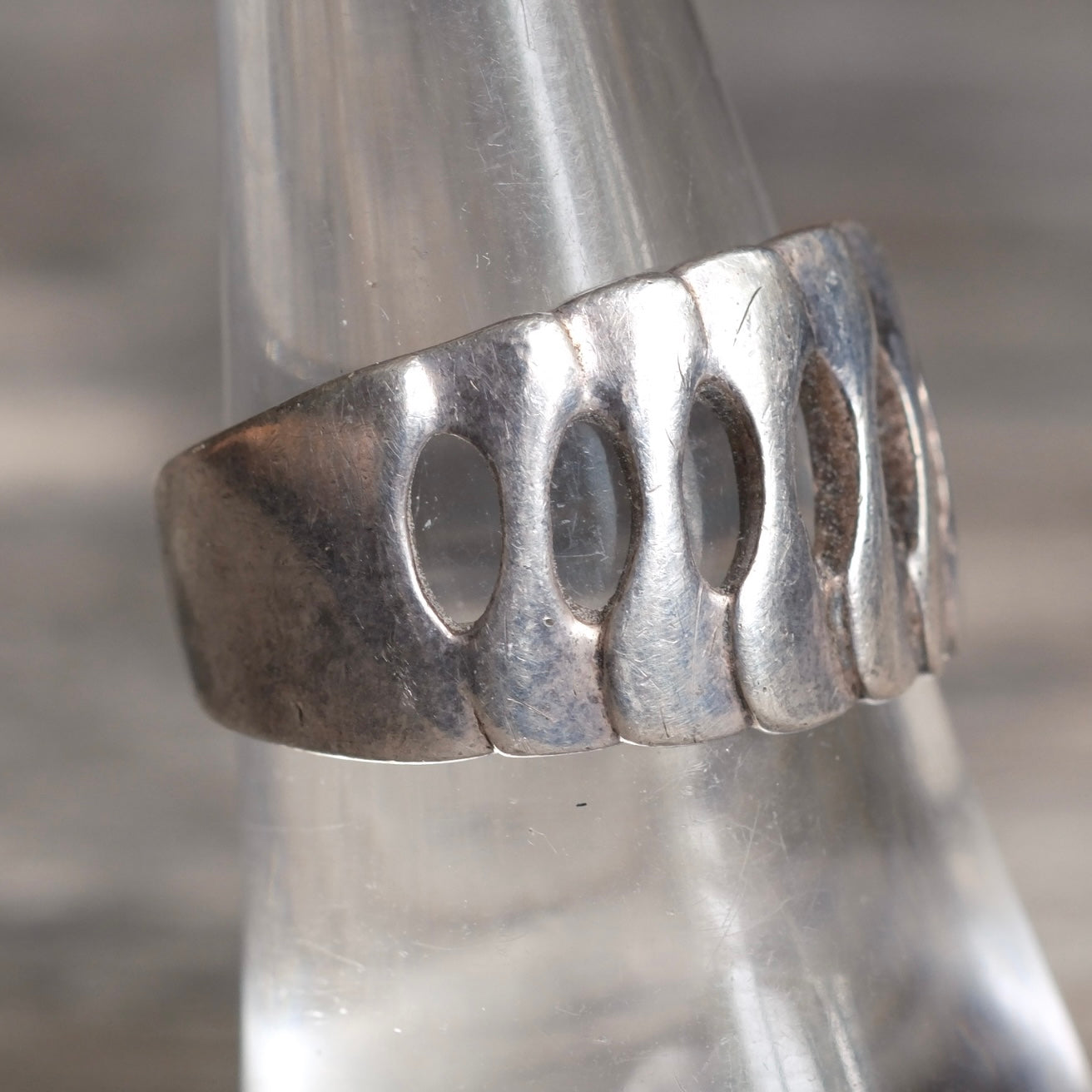 Vintage Sterling Silver Modernist Ring 7.75
