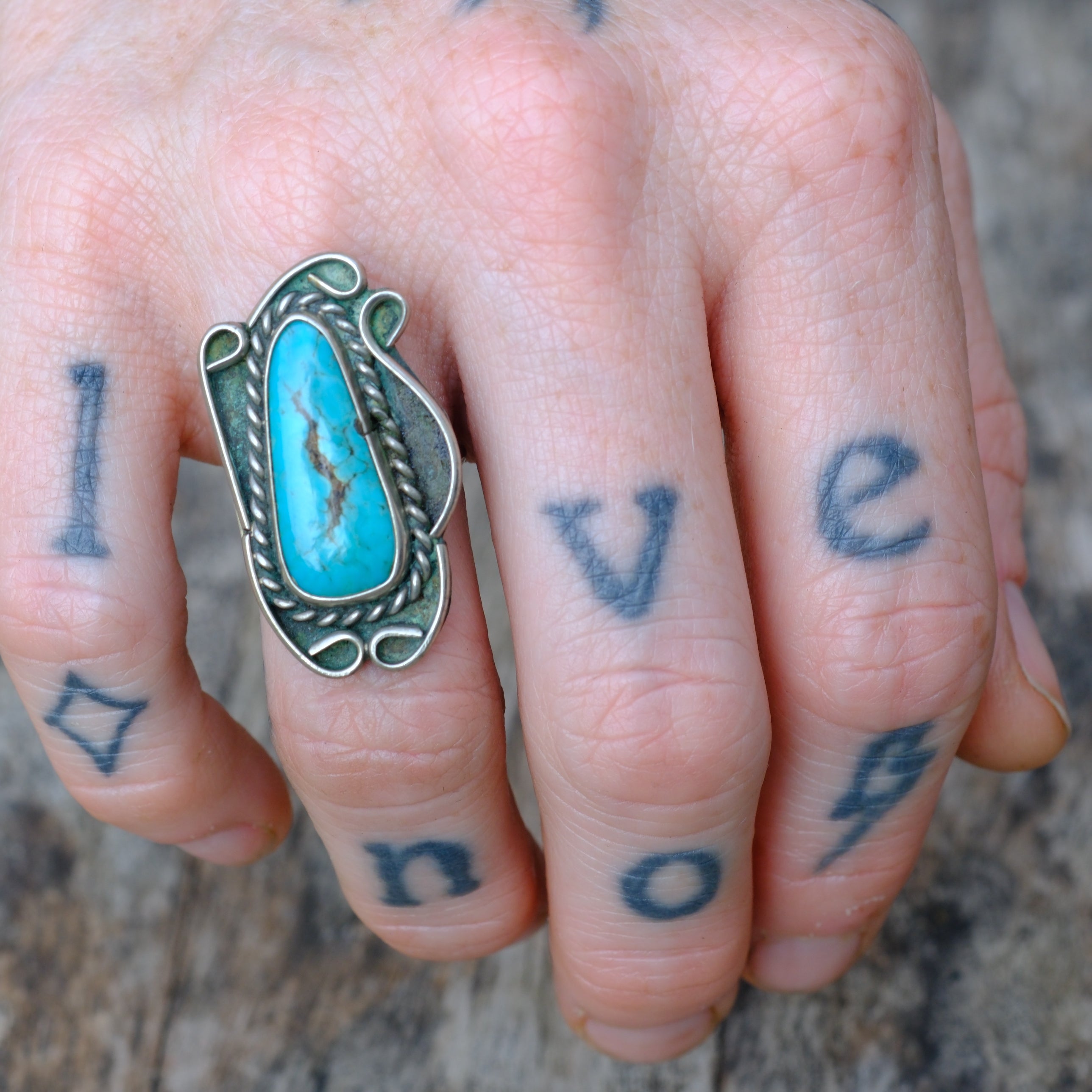 Vintage Sterling Turquoise Ring 5.5