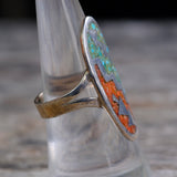 Vintage Sterling Turquoise and Coral Inlay Ring 7.75