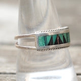 Vintage Sterling Multistone Inlay Band 10.5