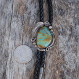 Vintage Sterling Turquoise Feather Bolo Tie